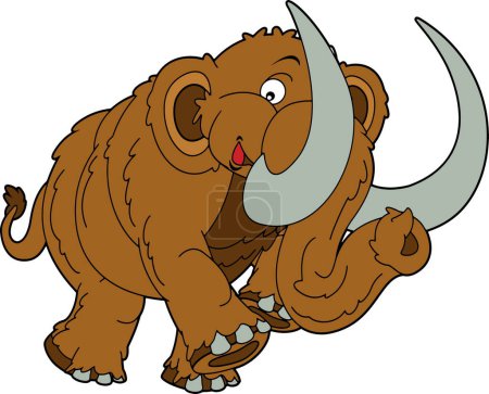 Foto de Escena de dibujos animados con elefante prehistórico mamut con ilustración aislada para niños - Imagen libre de derechos
