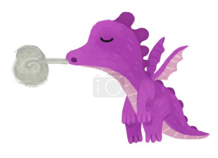 Foto de Dibujos animados feliz y divertido colorido dragón medieval o dinosaurio dino ilustración aislada para niños - Imagen libre de derechos