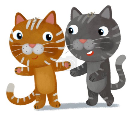 cartoon scene with cat friends spending time together having fun illustration for kids