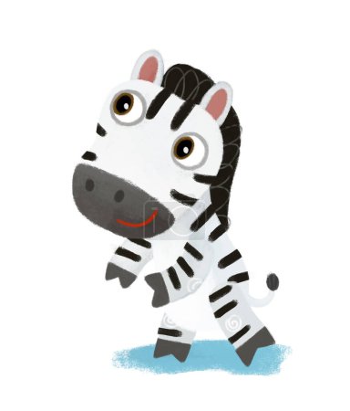 Téléchargez les photos : Scène de dessin animé avec animal sauvage cheval zèbre faire des choses comme humain sur fond blanc illustration pour les enfants - en image libre de droit