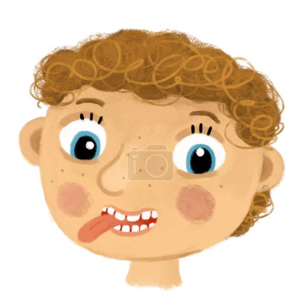Photo for Cartoon scene with young boy as anatomy model of body parts on white background illustration for kids - Royalty Free Image