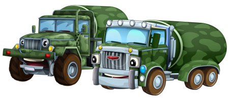 Photo for Cartoon scene with two military army cars vehicles theme isolated background illustration for kids - Royalty Free Image
