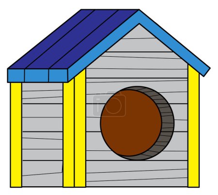 cartoon scene with isolated wooden traditional dog house sketch coloring page drawing kennel for backyard isolated background illustration for kids