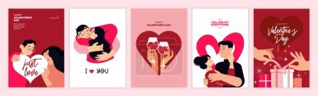 Ilustración de Happy Valentines day. Vector illustration concepts for background, greeting card, website and mobile website banner, social media banner, marketing material. - Imagen libre de derechos