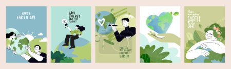 Illustration for Earth day poster set. Vector illustrations for graphic and web design, business presentation, marketing and print material. - Royalty Free Image