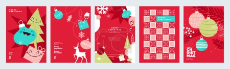 Illustration for Merry Christmas and Happy New Year greeting cards. Vector illustration concepts for background, greeting card, party invitation card, website banner, social media banner, marketing material. - Royalty Free Image