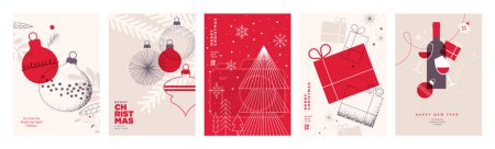 Foto de Feliz Navidad y Feliz Año Nuevo plantilla de tarjeta de felicitación. Ilustraciones vectoriales para fondo, tarjeta de felicitación, tarjeta de invitación del partido, banner del sitio web, banner de redes sociales, material de marketing. - Imagen libre de derechos