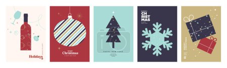 Téléchargez les photos : Joyeux Noël et bonne année. Ensemble d'illustrations vectorielles pour arrière-plan, carte de vœux, carte d'invitation de fête, bannière de site Web, bannière de médias sociaux, matériel de marketing. - en image libre de droit