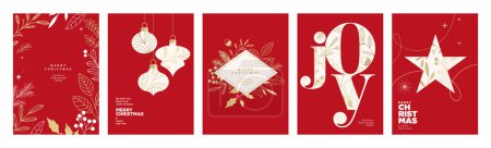 Téléchargez les photos : Joyeux Noël et bonne année collection de cartes. Illustrations vectorielles pour arrière-plan, carte de vœux, carte d'invitation de fête, bannière de site Web, bannière de médias sociaux, matériel de marketing. - en image libre de droit