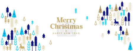 Illustration for Merry Christmas and Happy New Year. Vector illustration for greeting card, party invitation card, website banner, social media banner, marketing material. - Royalty Free Image
