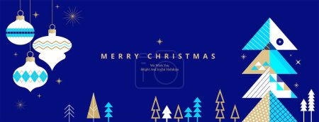 Merry Christmas and Happy New Year. Vector illustration for greeting card, party invitation card, website banner, social media banner, marketing material.