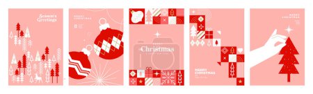 Foto de Conjunto de tarjetas de felicitación de Navidad y Año Nuevo. Conceptos de ilustración vectorial para diseño gráfico y web, banner de redes sociales, material de marketing. - Imagen libre de derechos