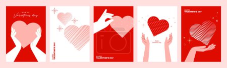 Foto de Plantillas de tarjetas de felicitación y banners del día de San Valentín. Ilustración vectorial para el día de San Valentín, mensaje de amor, redes sociales y banner web, marketing. - Imagen libre de derechos