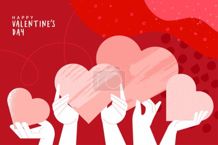 Téléchargez les photos : Modèle de carte de vœux romantique. Illustration vectorielle pour la Saint Valentin, message d'amour, message sur les médias sociaux, bannière web, marketing. - en image libre de droit