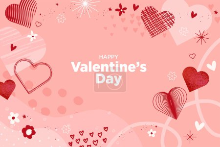 Photo for Valentines day. Vector illustration of greeting card template, background for Valentines day, love message, social media post, web banner. - Royalty Free Image