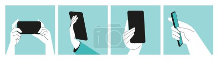 Photo for Smartphone. Set of vector illustrations of communication, mobile app, smartphone services. Creative concepts for web banner, social media banner, business presentation, marketing material. - Royalty Free Image