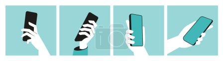 Photo for Smartphone. Set of vector illustrations of communication, mobile app, smartphone services. Creative concepts for web banner, social media banner, business presentation, marketing material. - Royalty Free Image