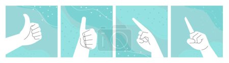 Photo for Hand gestures. Vector illustrations of communication, expression of opinion, social network signs. Creative concepts for graphic and web design, social media banner, business presentation, marketing. - Royalty Free Image