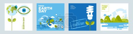 Photo for Earth day illustration set. Vector concepts for graphic and web design, business presentation, marketing and print material, social media. - Royalty Free Image