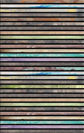 Foto de Láminas de madera de colores. Línea de listones de madera natural organizar patrón textura fondo - Imagen libre de derechos