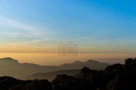 Photo for Scenic view of Mountains against sky during sunrise. Countryside landscape view background. - Royalty Free Image