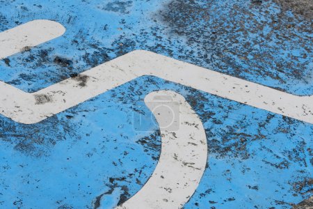 Photo for Painted blue painted white arrow sign on the asphalt - Royalty Free Image