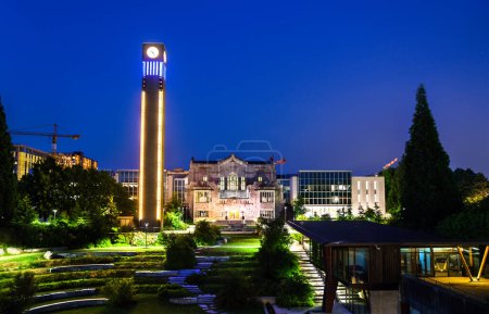 Ladner Clock Tower and Irving K. Barber Learning Centre at Vancouver Campus of University of British Columbia in Canada
