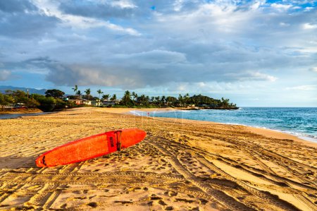 Photo for Rescue surf board on Makaha Beach in West Oahu Island - Hawaii, United States - Royalty Free Image
