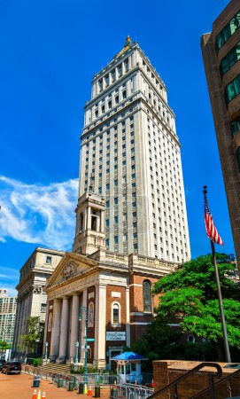 St. Andrew Church and Thurgood Marshall United States Courthouse in Lower Manhattan - New York City, United States