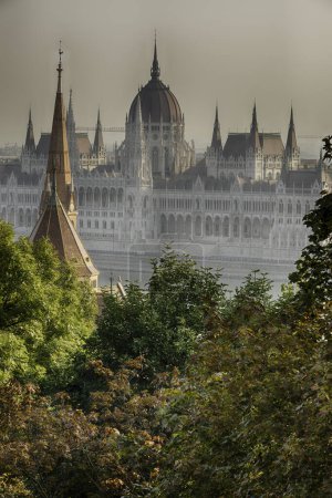 Photo for Parliament with trees in foreground.  Budapest, Hungary - Royalty Free Image