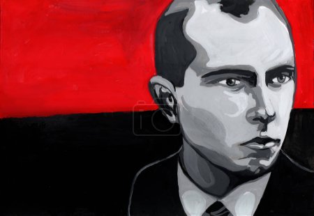 Téléchargez les photos : Portrait de Stepan Andreïevitch Bandera. Peint avec des peintures - en image libre de droit
