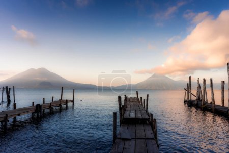 Photo for Wood docks on lake Atitlan - Royalty Free Image