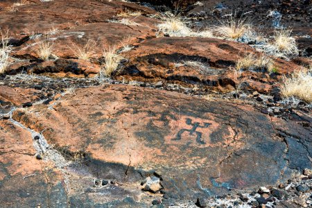 Photo for Details on a petroglyph carved by anacient hawaiians - Royalty Free Image