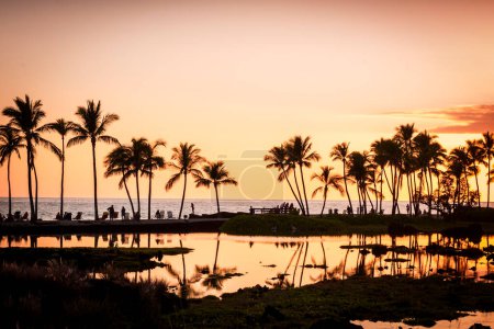 Photo for Hawaiian sunset at kuualii fish pond - Royalty Free Image