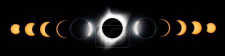 Secuencia total de eclipse solar con diferente tamaño