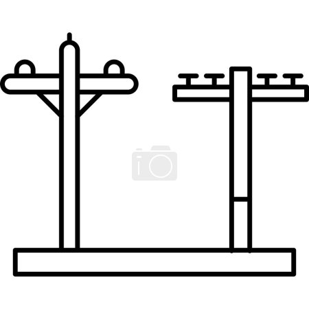 Ilustración de Torre eléctrica estilo de línea de icono de vector con fondo aislado - Imagen libre de derechos