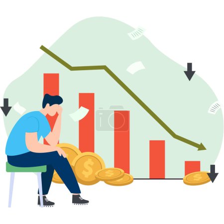 Investment Loss Illustration isolated background style 