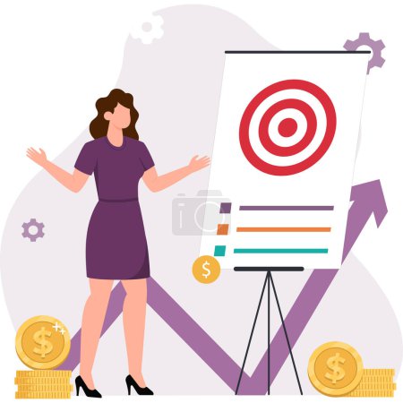 woman in the growth of business. vector illustration