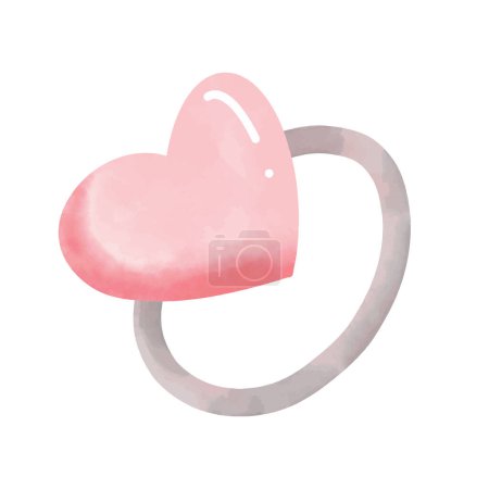 Foto de Rosa corazón en forma de anillo acuarela, signo de amor. - Imagen libre de derechos