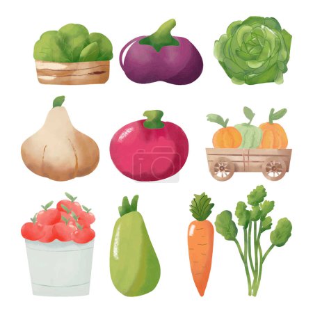 Foto de Conjunto de verduras dibujadas a mano sobre fondo blanco. Ilustración vectorial. - Imagen libre de derechos