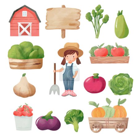 Foto de Colección de verduras niña agricultora con verduras. - Imagen libre de derechos