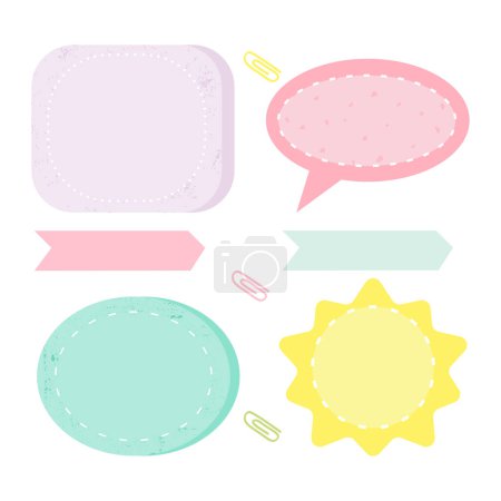 Foto de Set de etiquetas y burbujas de voz colores pastel - Imagen libre de derechos