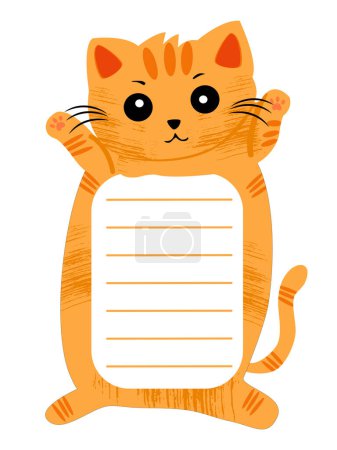 Foto de Lindo gato naranja con línea de bloc de notas para nota corta. - Imagen libre de derechos