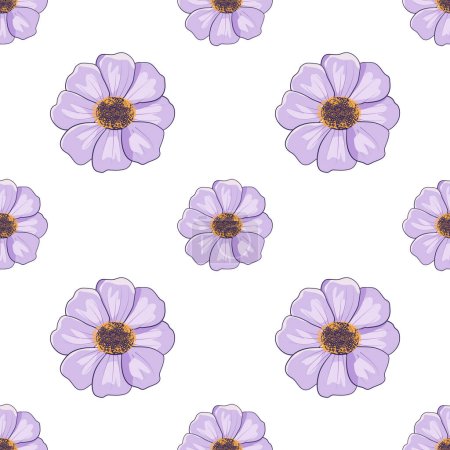 Patrón sin costura con anémona flores púrpuras. Ilustración vectorial.