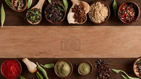 Photo for Discover the vibrant world of Chinese herbs and spicy ingredients with our Herbal Essence. Immerse yourself in the culinary symphony of real, top-view images capturing the essence of authentic Chinese flavors. - Royalty Free Image