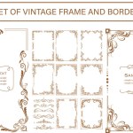 Set of vintage frame and border. Decorative vector frames  with floral ornament . typescript elegance.