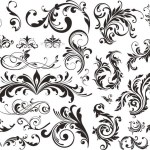 Set of floral elements for design. Abstract flower vector decor.