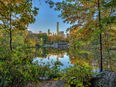 Photo for Bethesda Terrace and Fountain are two architectural features overlooking The Lake in New York City's Central Park. - Royalty Free Image