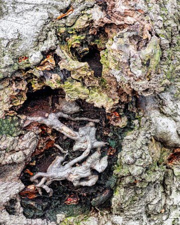 Téléchargez les photos : The closeup bark of a Crabapple tree in winter - en image libre de droit