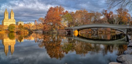 Photo for Bow bridge, Central Park, New York City in late autumn, early morning - Royalty Free Image